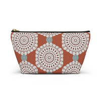 Lace Hexagon Accessory Pouch w T-bottom in Orange
